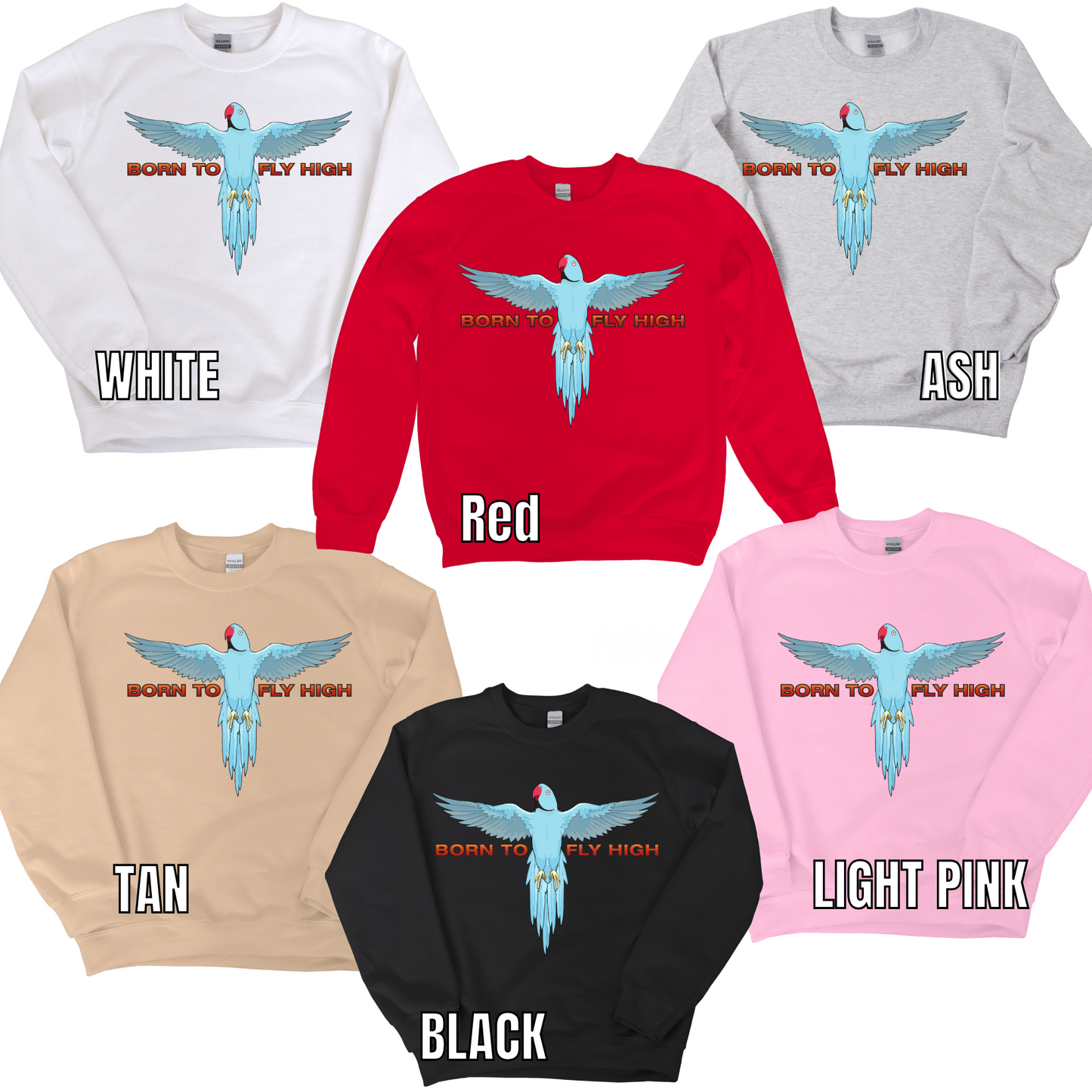 BORN TO FLY HIGH CREWNECK OR HOODIE