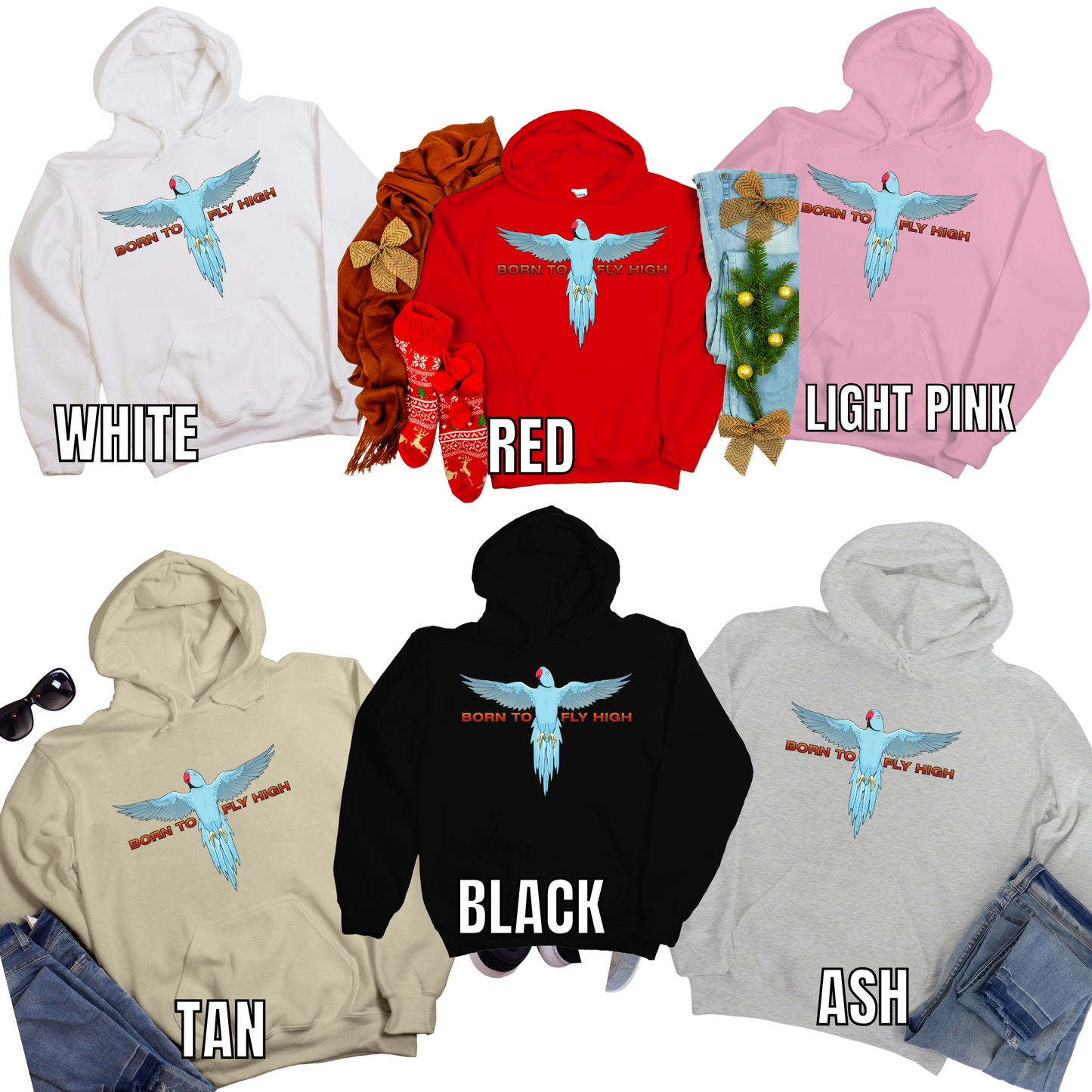 BORN TO FLY HIGH CREWNECK OR HOODIE