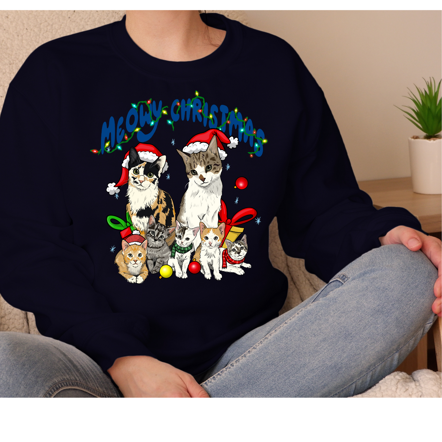 Meowy CHRISTMAS CREWNECK OR HOODIE